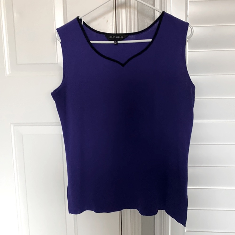 Ming Wang purple and black dressy tank top